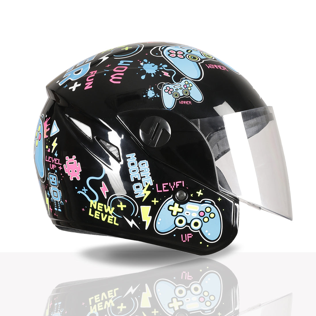TVS Moto Jr. Kids Helmet |Fun Glow in the Dark Graphics | Lightweight ISI Certified ABS Shell| Removable Cheek Pads | Ideal Kids Bike Helmet for Cycle Scooter Daily Ride Comfort & Protection